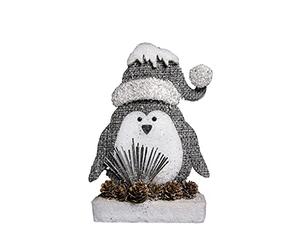 SHATCHI Red/Grey Penguin Christmas Tabletop Figures Window Wall Door Holiday Home Xmas Glitter Foam Showpiece Decorations, 42cm/32cm/20cm, 42 CM