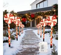 Shatchi Red Lollipop Candy Cane Lights Set of 4 - 72 LED, 63cm, 8 Modes | Size: 2 Pack Shatchi Red 2 Pack