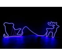 Reindeer with Sleigh Neon Effect Rope Light Silhouette Double Side 90 Blue LEDs Shatchi Blue One Size