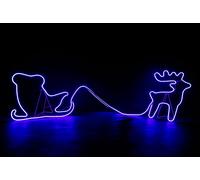 Shatchi Reindeer with Sleigh Neon Effect Rope Light Silhouette Double Side 90 Blue LEDs Shatchi Blue