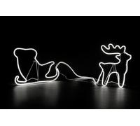 Shatchi Reindeer with Sleigh Neon Effect Rope Light Silhouette Double Side 90 Cool White LEDs Shatchi White