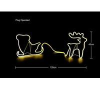 Reindeer with Sleigh Neon Effect Rope Light Silhouette Double Side 90 Warm White LEDs Shatchi Yellow One Size