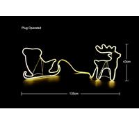 Shatchi Reindeer with Sleigh Neon Effect Rope Light Silhouette Double Side 90 Warm White LEDs in Yellow Shatchi Yellow