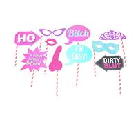 Shatchi Rude Photo Booth Props Hen Party Stag Do Gag Gifts Night Games Naughty Memories Selfie, Paper, Pink, Assorted