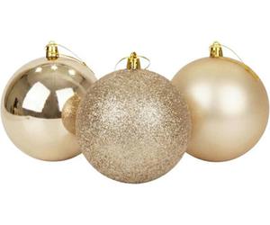 Shatchi Set Of 3 - 20Cm Champange Christmas Baubles (Glossy, Matte, Glitter) Décor Pack