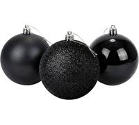 Shatchi Set of 3 - 20cm Dark Red Christmas Baubles (Glossy, Matte, Glitter) Décor Pack in Black | Size: 20 cm Shatchi Black 20 cm