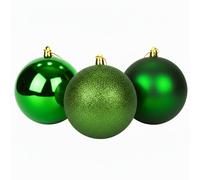 Shatchi Set of 3 - 20cm Dark Red Christmas Baubles (Glossy, Matte, Glitter) Décor Pack in Dark Green | Size: 20 cm Shatchi Dark Green 20 cm