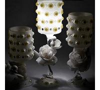 SHATCHI (Set of 3-Different Sizes - Decorated Glass Tealight Holder-Holds Votive, Pillar Candles for Dining,Wedding Table Centerpiece,Home,Living Room Décor, Various