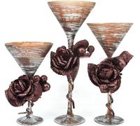 Set of 3-Different Sizes Decorated Glass Tealight Holder-Holds Votive, Pillar Candles for Dining, Christmas Decoration Shatchi White One Size