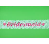 SHATCHI SHATCHI-1278 Bridesmaid Sash White Lace Hen Party Night Out Bridal Shower Bachelorette Wedding Fancy Dress Accessory Decoration