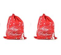 SHATCHI SHATCHI-845 Sack Merry Christmas Red Felt Xmas Santa Accessories Snowman Snowflake Printed, 1Pc (Pack of 2)