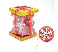 SHATCHI SHATCHI-95 12 Red Glitter Christmas Tree Baubles Soft Foam Xmas Home Decor, 5.5cm