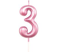 SHATCHI SHATHI Number Pink 3 Candle Birthday edding Anniversary New Year Party Cake Decorations Topper Girls
