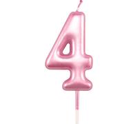 SHATCHI SHATHI Number Pink 4 Candle Birthday edding Anniversary New Year Party Cake Decorations Topper Girls