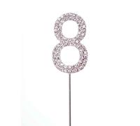 8 Silver Diamond Sparkley Cake Topper Number Year For Mans Boys Womens Girls Birthday Anniversary Party Decorations
