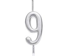 Shatchi Silver 9 Number Candle Birthday Anniversary Party Cake Decorations Topper