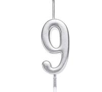 Gifts 4 All Occasions Limited Shatchi Silver 9 Number Candle Birthday Anniversary Party Cake Decorations Topper