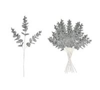 Shatchi Silver Glitter Artificial Eucalyptus Christmas Tree Picks 55Cm Pack Of 12