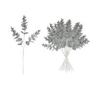Shatchi Silver Glitter Artificial Eucalyptus Christmas Tree Picks 55Cm Pack Of 18