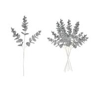 Shatchi Silver Glitter Artificial Eucalyptus Christmas Tree Picks 55Cm Pack Of 6