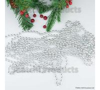 Shatchi Silver Shiny Christmas Bead Chain Metallic Beaded Garland Artificial Pearls Tinsel For Christmas Tree Hanging Decorations