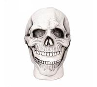 SHATCHI Skull Mask Creepy Halloween 3D Full Head Skull Latex Mask with Moving Jaw Mouth Scary Horror Zombie Face Grim Reaper Fancy Dress for Adults Party Cosplay Props