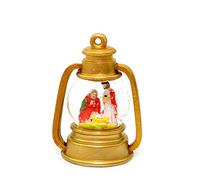 Shatchi Small Christmas Decoration Snow Globe With Merry, Joseph And Jesus In Gold Lantern