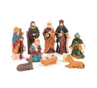 SHATCHI Holy 10pcs Nativity Birth of Jesus Christ Individual Movable Figures Set Christmas Crib Decorations, Multi