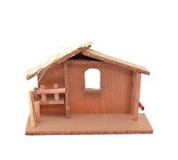 SHATCHI Small/Large Handmade Nativity Scene Birth Jesus Christ Wooden Stable and 10pcs/12pcs Figurine House Sculpture Christmas Decoration Xmas Décor, Multicolour, (30x19x10cm)