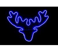 SHATCHI Stag Head Neon Effect Rope Light Silhouette Double Side 90 Blue LEDs Christmas Outdoor Home Wall Garden Holiday Festive Decorations