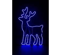 SHATCHI Standing Reindeer Neon Effect Rope Light Silhouette Double Side 90 Blue LEDs Christmas Outdoor Home Wall Garden Holiday Festive Decorations