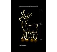 Standing Reindeer Neon Effect Rope Light Silhouette Double Side 90 Warm White LEDs Shatchi Yellow One Size