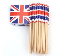 SHATCHI Union Jack Toothpicks British Sandwich Flags Food Cupcake Cocktail Sticks Picks Tableware King's Coronation Party Supplies Pub BBQ Royal Event Décor, 50pcs
