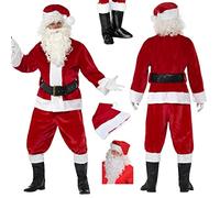 SHATCHI Unisex 7-teiliges komplettes Set Weihnachtsmann-Anzug Outfit Xmas Erwachsene Kostüm Zubehör Größe 96/111,8 cm