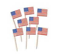 SHATCHI USA US American Flag Picks Toothpicks Cocktail Sticks Cupcake Toppers for Patriotic Theme Party 4th of July Decorations, (50pcs/200pcs/500pcs), Multi, 50pcs