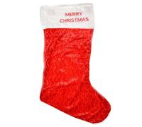 SHATCHI Womens Deluxe 88cm Long Red Velvet Christmas Stocking Santa Sack Socks Gifts Bag Jumbo Merry Print Decorations, Red/White, 88cm EU