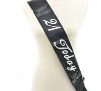 Shatchi Women's 21 Today Black Silver Diamante 21st Birthday Sash Fancy Dress Party Gift Banner Decoration Shatchi Black