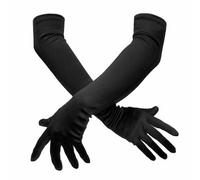 Women Elbow Length Gloves Black Wedding Halloween Fancy Dress Creepy Cloth Costumes Satin Stretchy 55cm