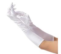 Shatchi Women's Fingerless Lace Gloves Fancy Dress Evening Party Wedding Halloween Prop in White Shatchi White