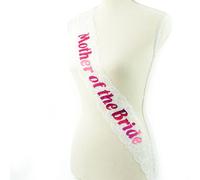 Shatchi Women's Mother of The Bride Sash White Lace Hen Party Night Out Bridal Shower Wedding Fancy Dress Shatchi White