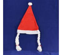 MS Santa Hat with Plaits & Ribbon Mrs Miss Santa Claus Xmas Eve Lady Fancy Dress Fun Party Accessories Novelty Xmas Female Girls Woman Women