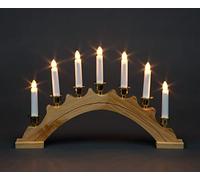 SHATCHI Wooden Arc Candle Bridge Light 7 Bulb Window Xmas Christmas Home Decoration, Natural, 44x 4.5x 27 cms, Arch