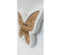 SHATCHI Wooden LED Light Up Butterfly Shape Table Frame Love Plaque Standing Christmas Home Office Desktop Decorations