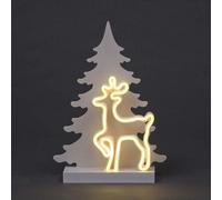 SHATCHI Wooden Christmas Decoration Pre Lit LED Silhouette Nativity Scene Ornament Table Window Battery Operated, White, 40Cm