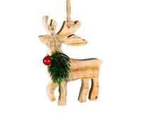 SHATCHI 1pc Rustic Wooden Reindeer Christmas Tree Hanging Decoration - Christmas Wooden Festive Ornaments Hanging Xmas Pendant DIY Craft Gift, Wood