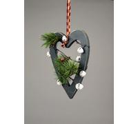 23cm Green Wooden Heart Wall Hanging Ornament Decorated with White Bells Berries and Pines Christmas Holiday Home Decorations