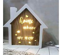 SHATCHI Wooden LED Light Up Table Frame Love Plaque Standing Christmas Home Office Desktop Decorations Moon/Star/Heart/Butterfly, wood, White & Brown