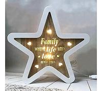 SHATCHI Wooden LED Light Up Star Shape Table Frame Love Plaque Standing Christmas Home Office Desktop Decorations