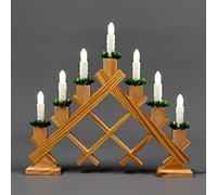 SHATCHI Wooden Pre-Lit Candle Bridge Cross Pattern Light 7 LEDs Bulbs Mains Window Christmas Tree Home Office Desk Light Holiday Xmas Festive Decoration