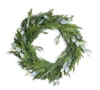SHATCHI Wreath PE Material Artificial Green 100cm Christmas Real Touch Needles Fire-Resistant Pine Decor Wreath Bendable Wire Winter Door for Home Front Door Festive Decoration
